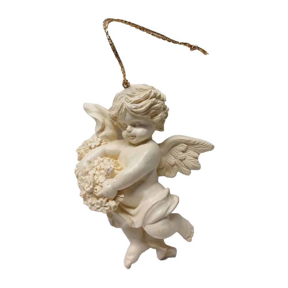 1970s Renaissance Cherub Ornament Cream Holiday Christmas Blessings Collectible